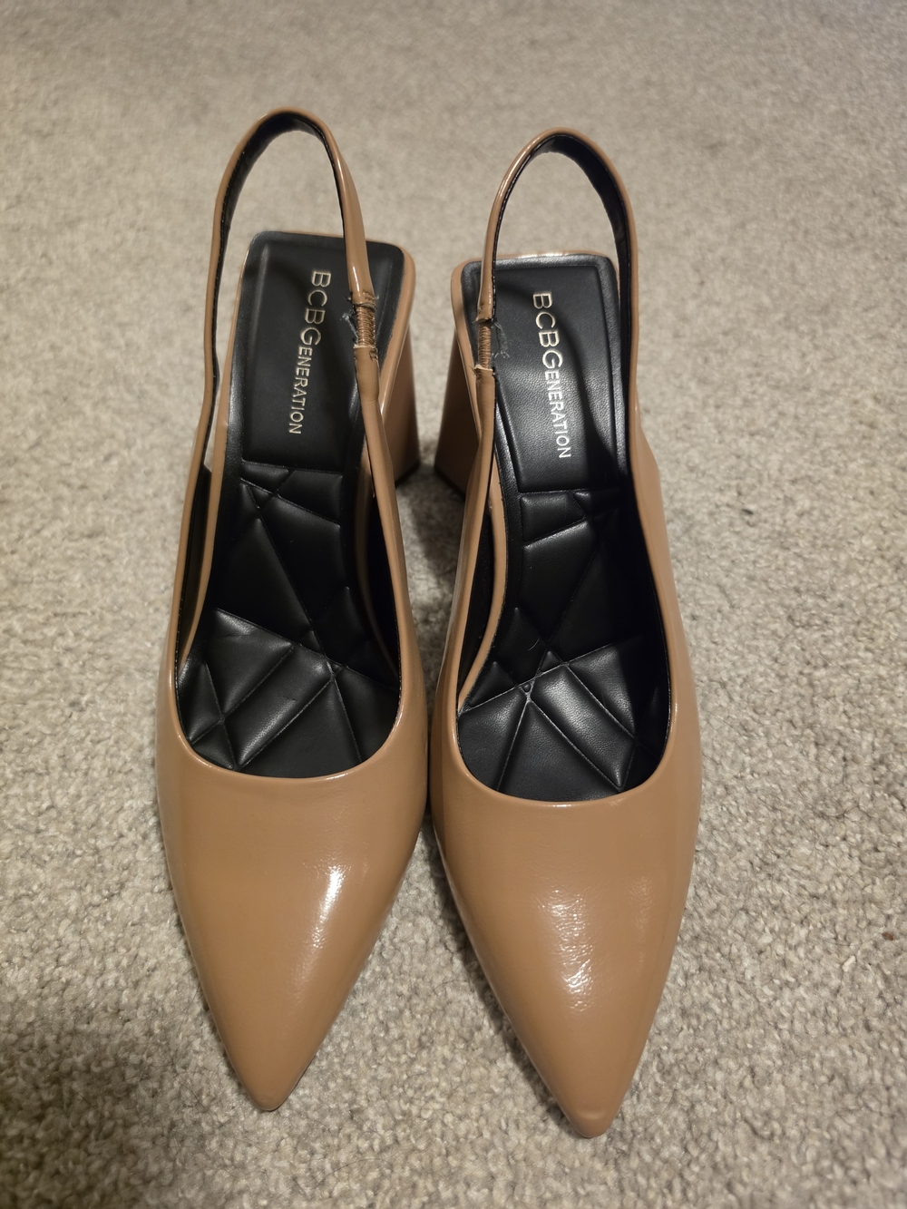 BCBGeneration Tan Pointed-Toe Slingback Pumps